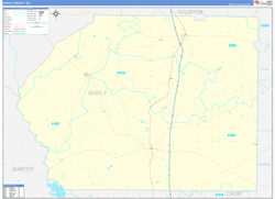 Dooly County, GA Wall Map Zip Code Basic Style 2024