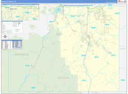 Douglas County, CO Wall Map Zip Code Basic Style 2024
