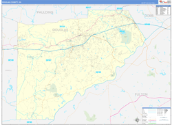 Douglas County, GA Wall Map Zip Code Basic Style 2024