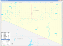 Douglas County, SD Wall Map Zip Code Basic Style 2024