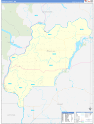 Douglas County, WA Wall Map Zip Code Basic Style 2024