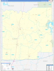 Dubois County, IN Wall Map Zip Code Basic Style 2024