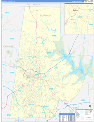 Durham County, NC Wall Map Zip Code Basic Style 2024