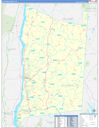 Dutchess County, NY Wall Map Zip Code Basic Style 2024