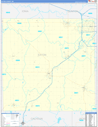 Eaton County, MI Wall Map Zip Code Basic Style 2024