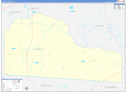 Echols County, GA Wall Map Zip Code Basic Style 2024