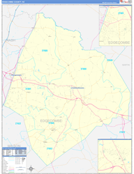 Edgecombe County, NC Wall Map Zip Code Basic Style 2024