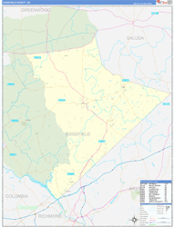Edgefield County, SC Wall Map Zip Code Basic Style 2024