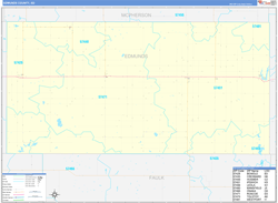 Edmunds County, SD Wall Map Zip Code Basic Style 2024