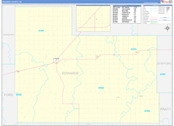 Edwards County, KS Wall Map Zip Code Basic Style 2024