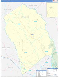 Effingham County, GA Wall Map Zip Code Basic Style 2024