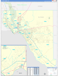 El Paso County, TX Zip Code Maps (Basic Style)