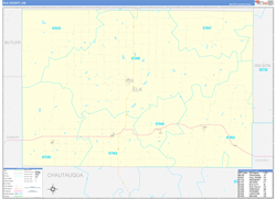 Elk County, KS Wall Map Zip Code Basic Style 2024