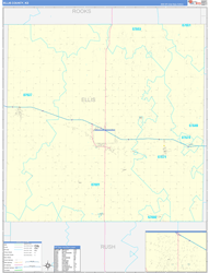 Ellis County, KS Wall Map Zip Code Basic Style 2024