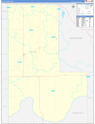 Ellis County, OK Wall Map Zip Code Basic Style 2024