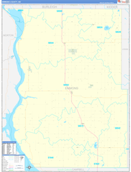 Emmons County, ND Wall Map Zip Code Basic Style 2023