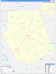 Erath County, TX Wall Map Zip Code Basic Style 2024