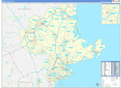 Essex County, MA Wall Map Zip Code Basic Style 2024