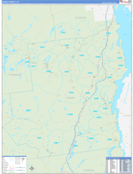 Essex County, NY Wall Map Zip Code Basic Style 2024