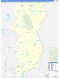 Essex County, VT Wall Map Zip Code Basic Style 2024