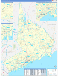 Fairfield County, CT Wall Map Zip Code Basic Style 2024