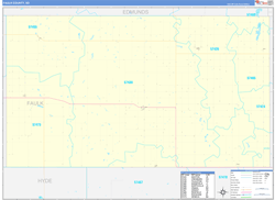 Faulk County, SD Wall Map Zip Code Basic Style 2024
