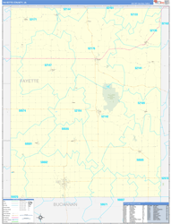 Fayette County, IA Wall Map Zip Code Basic Style 2024