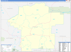 Fergus County, MT Wall Map Zip Code Basic Style 2023