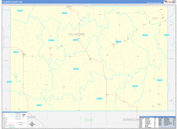 Fillmore County, MN Wall Map Zip Code Basic Style 2024