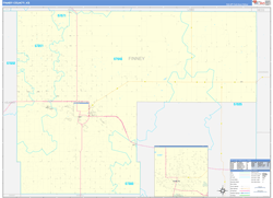 Finney County, KS Wall Map Zip Code Basic Style 2024