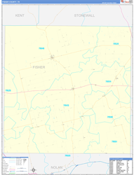 Fisher County, TX Wall Map Zip Code Basic Style 2024