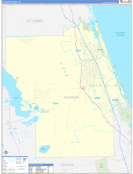 Flagler County, FL Wall Map Zip Code Basic Style 2023