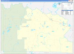 Florence County, WI Wall Map Zip Code Basic Style 2024