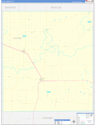 Floyd County, TX Wall Map Zip Code Basic Style 2023