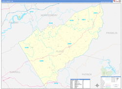 Floyd County, VA Wall Map Zip Code Basic Style 2024
