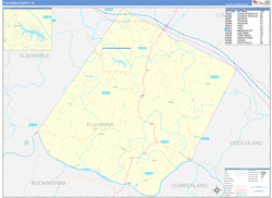 Fluvanna County, VA Wall Map Zip Code Basic Style 2024