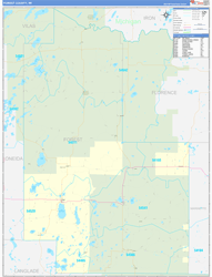 Forest County, WI Wall Map Zip Code Basic Style 2024