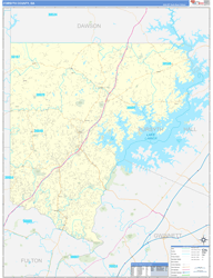 Forsyth County, GA Wall Map Zip Code Basic Style 2024