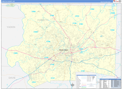 Forsyth County, NC Wall Map Zip Code Basic Style 2024