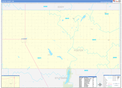 Foster County, ND Wall Map Zip Code Basic Style 2023