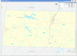 Franklin County, AL Wall Map Zip Code Basic Style 2024
