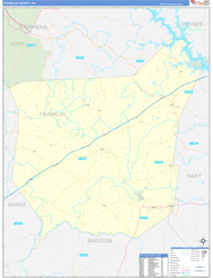 Franklin County, GA Wall Map Zip Code Basic Style 2024