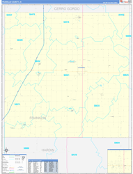 Franklin County, IA Wall Map Zip Code Basic Style 2024