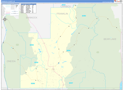 Franklin County, ID Wall Map Zip Code Basic Style 2024