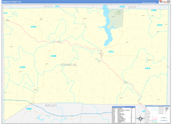 Franklin County, IN Wall Map Zip Code Basic Style 2024