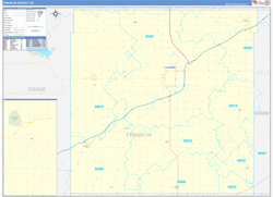 Franklin County, KS Wall Map Zip Code Basic Style 2024