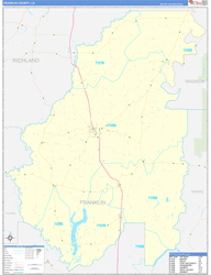 FranklinParish (County), LA Wall Map Zip Code Basic Style 2023