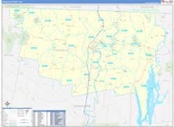 Franklin County, MA Wall Map Zip Code Basic Style 2024