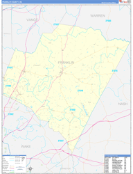 Franklin County, NC Wall Map Zip Code Basic Style 2024