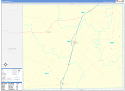 Frio County, TX Wall Map Zip Code Basic Style 2024